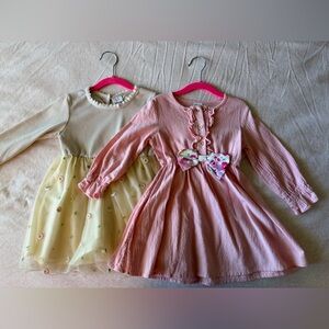 PatPat Pink and Cream Kids Dress Duo